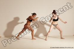 Underwear Martial art Woman - Woman White Moving poses Athletic medium brown Dynamic poses Academic